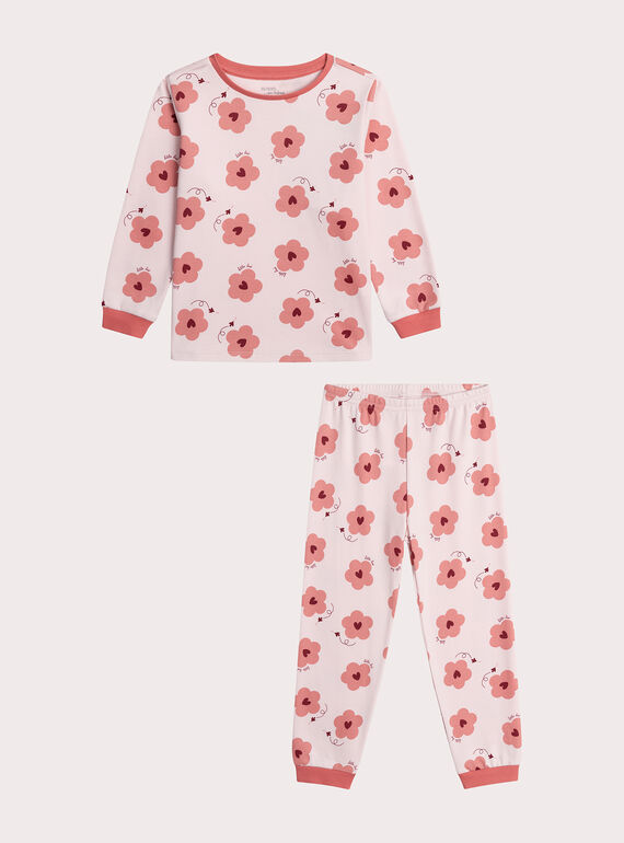 Pyjama fleur à coeur pour enfant fille XEFAPYJFLE / 25WH1136PYJD322