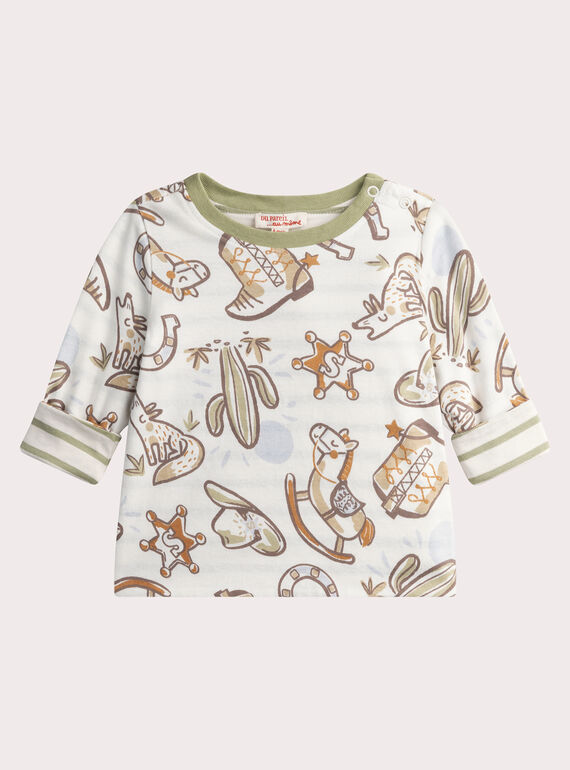 T-shirt réversible écru à motifs pour bébé garçon WULANTEE1 / 25SG1044TML001