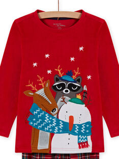 Ensemble pyjama rouge en velours motif Noël fantaisie enfant garçon MEGOPYJNOANI / 21WH12F1PYJ505
