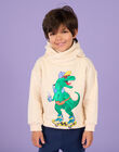Sweat à capuche blanc crème à motif dinosaure ROPURSWE2 / 23S902L1SWEA002