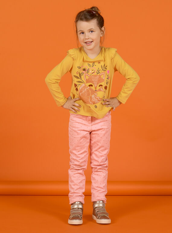 Pantalon vieux rose à pois enfant fille MASAUPANT2 / 21W901P1PAN303