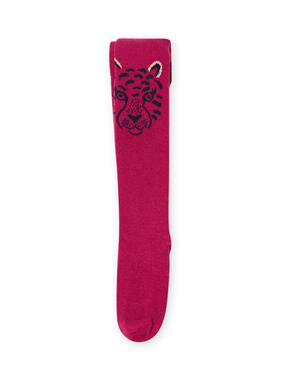 Collant uni rose détail tigre enfant fille MYATUCOL2 / 21WI01K1COLD312