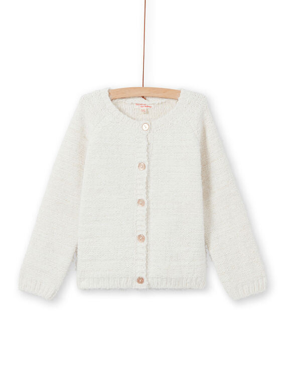 Cardigan chenille écru enfant fille MAYJOCAR4 / 21W90117CAR001
