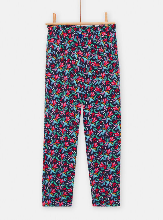 Pantalon fluide imprimé abstrait coloré pour fille TACLUPANT / 24S901O1PANC211