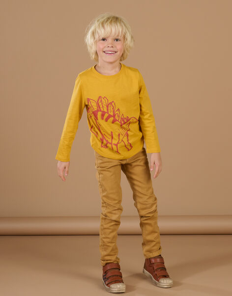 Pantalon uni en toile moutarde POJOPAKNI2 / 22W902B4PANI814