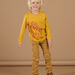 Pantalon uni en toile moutarde