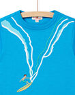 T-shirt manches courtes bleu à motif surfeur enfant garçon NOWATI2 / 22S902V6TMCC221