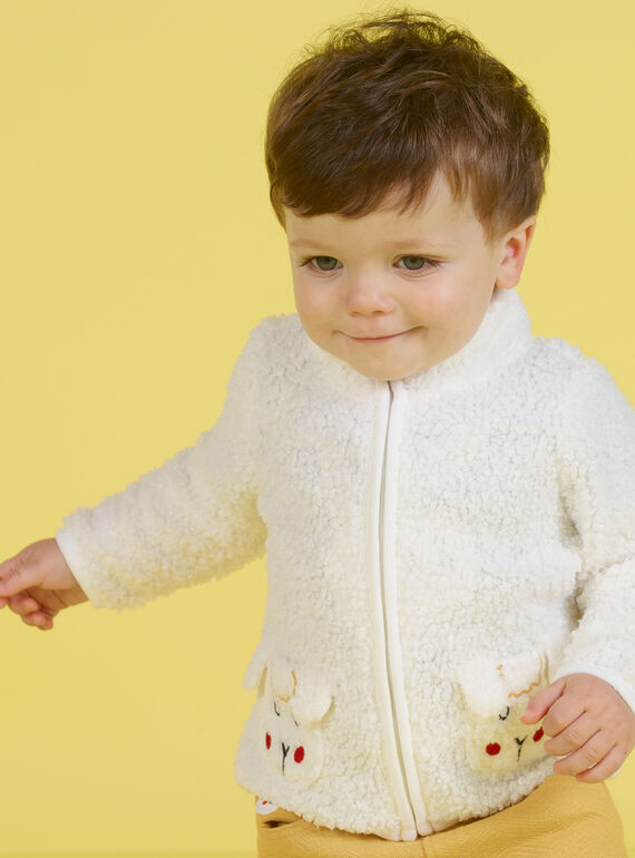 Gilet écru en fausse fourrure animations moutons bébé garçon MUMIXGIL / 21WG10J1GIL001