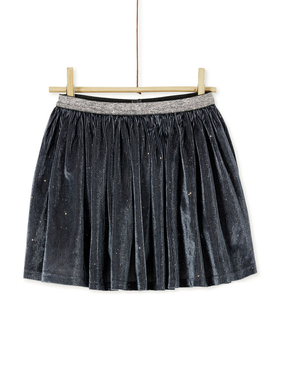 Jupe en velours à paillettes argenté, ceinture en lurex argenté KABOJUP1 / 20W901N1JUPJ916