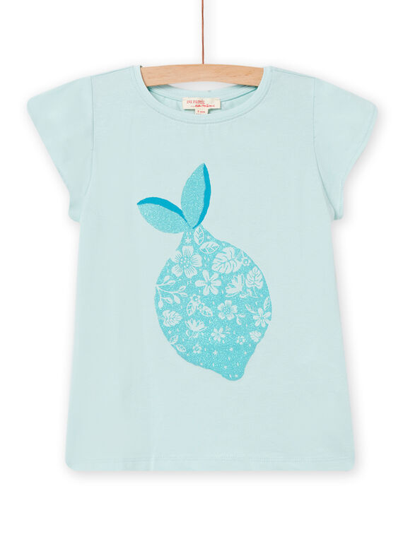 T-shirt manches courtes vert d'eau enfant fille NAJOTI5 / 22S90173TMC614