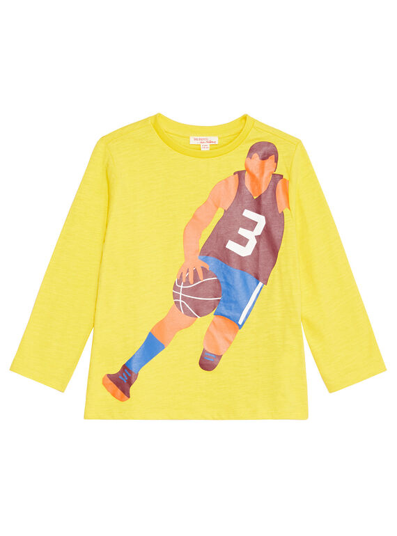 Tee shirt manches longues moutarde enfant garçon KOJOTEE4 / 20W90235D32106