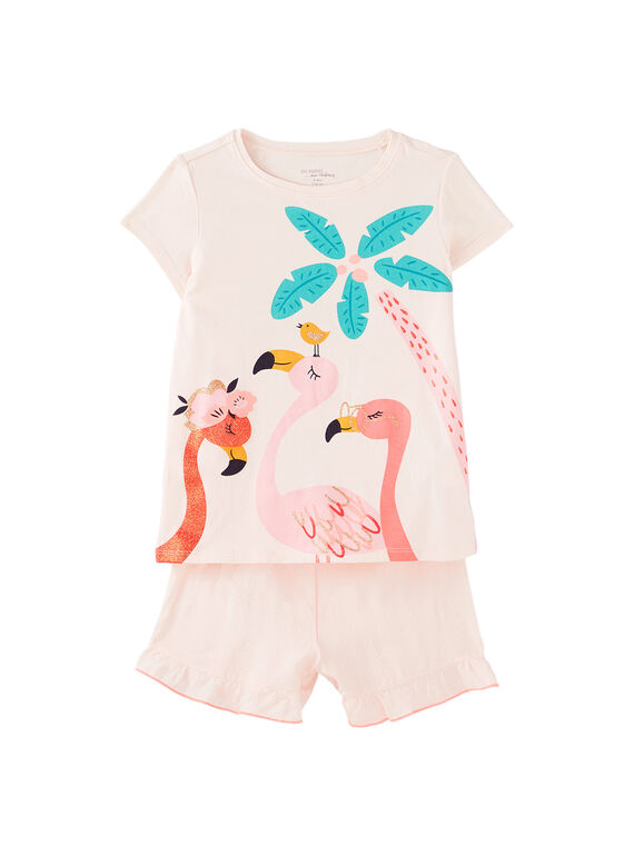 Pyjama court enfant fille rose pâle JEFAPYJ2 / 20SH11U2PYJD328