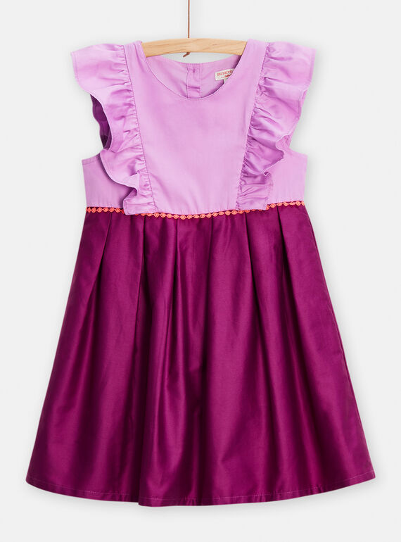 Robe bicolore violette pour fille TAPAROB4 / 24S90123ROB326