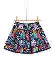 Jupe réversible bleu nuit imprimé fleuri enfant fille MAPLAJUP1 / 21W901O1JUPC202