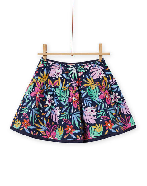 Jupe réversible bleu nuit imprimé fleuri enfant fille MAPLAJUP1 / 21W901O1JUPC202