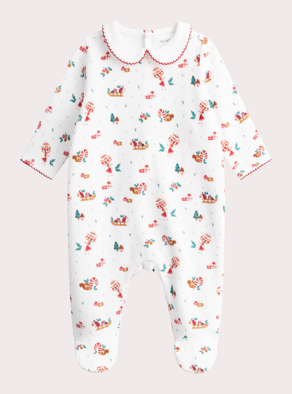 Grenouillère en velours thème Noël pour bébé fille  VEFIGRENO / 24WH13B1GRE001
