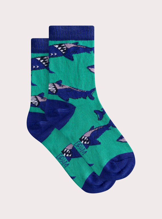 Chaussettes bleu motif requins pour garçon WYOJOCHO6 / 25SI02J3SOQC225