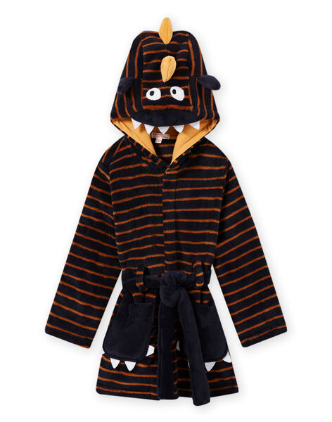 Robe de chambre bleu nuit à rayures motif monstre enfant garçon MEGOROBMON / 21WH1291RDC705