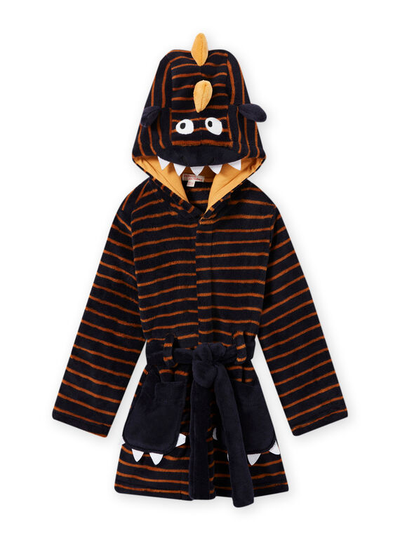 Robe de chambre bleu nuit à rayures motif monstre enfant garçon MEGOROBMON / 21WH1291RDC705