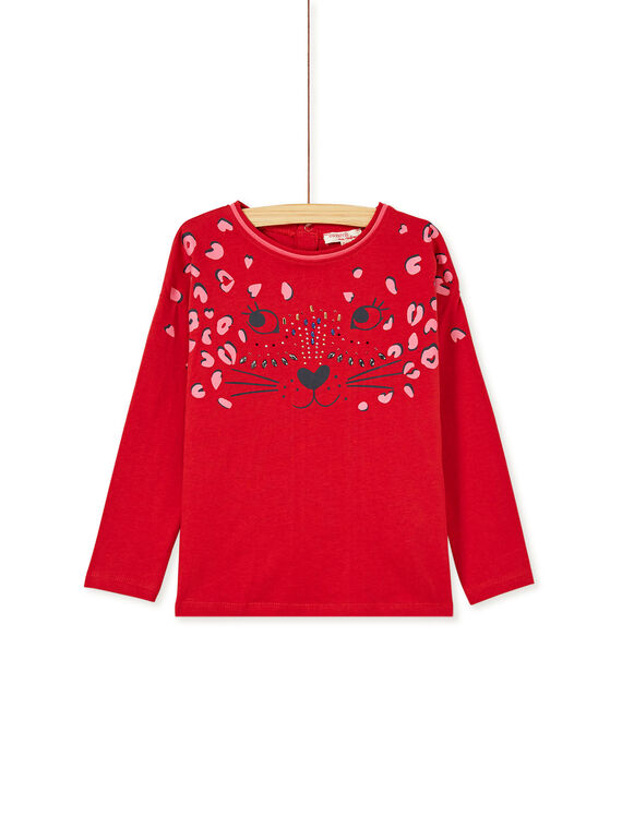 T-shirt manches longue imprimé petite tête de léopard et perles brillantes KABRITEE2 / 20W901F4TML408
