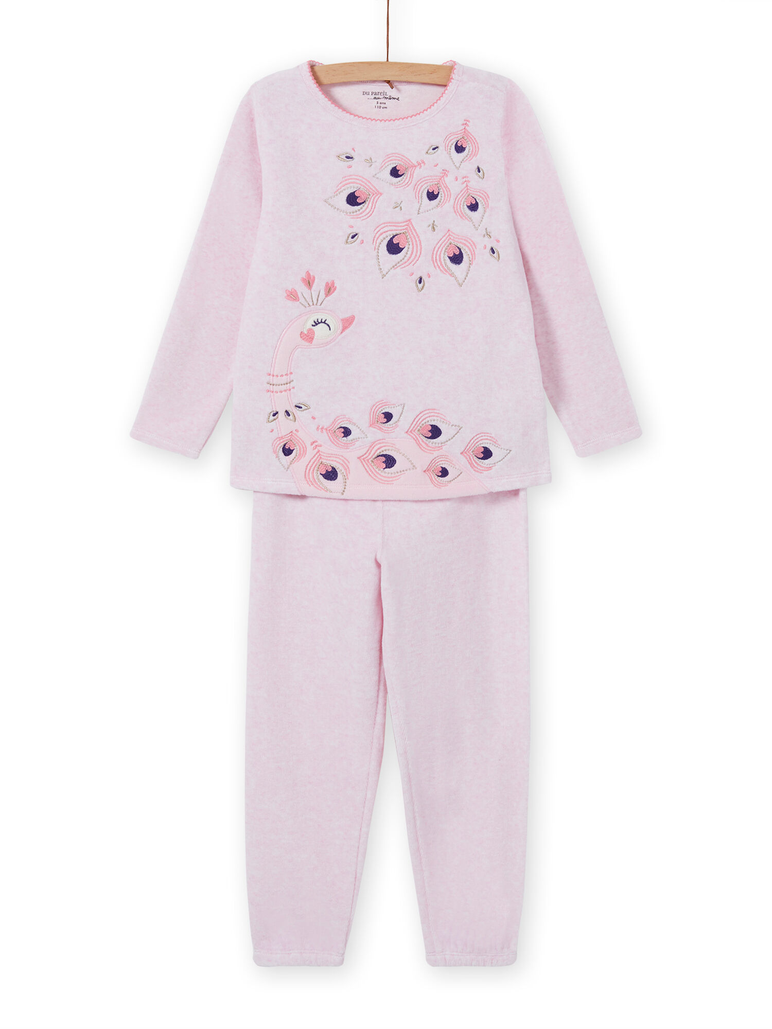 Ensemble pyjama rose chine motif paon enfant fille Pyjama DPAM