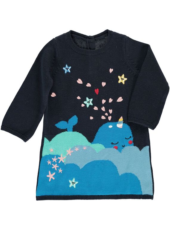 Robe en maille de coton bébé fille DINAUROB1 / 18WG09G1ROB705