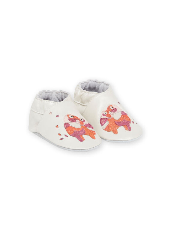 Chaussons blancs à motifs oiseaux bébé fille NICHOSBIRDS / 22KK3721D3S000