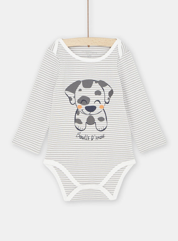 Body blanc et gris à motif chien bébé garçon SEGABODCHIO / 23WH1465BDLJ917