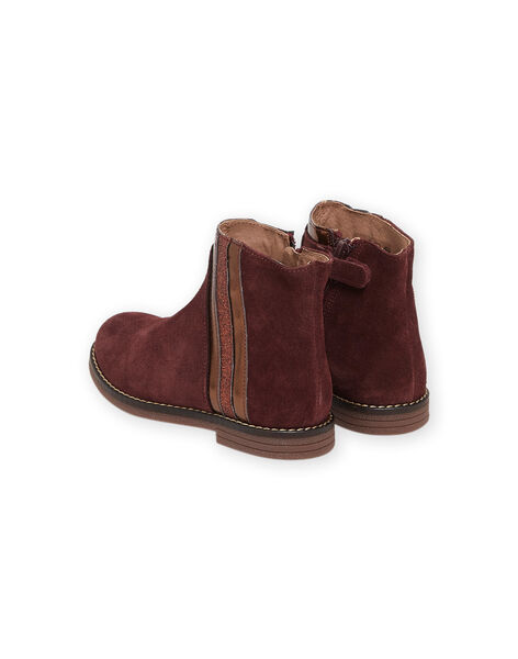 Boots en croûte de cuir bordeaux PABOOTMULTI / 22XK3582D0D503