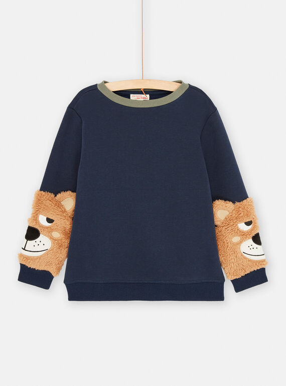 Sweat bleu nuit à motifs ours pour garçon SODUSWE2 / 23W902P1SWE705