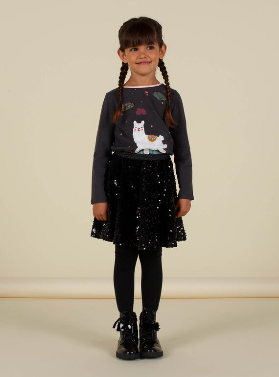 Jupe grise évasée en sequins enfant fille MAHIJUP1 / 21W901U2JUPJ905