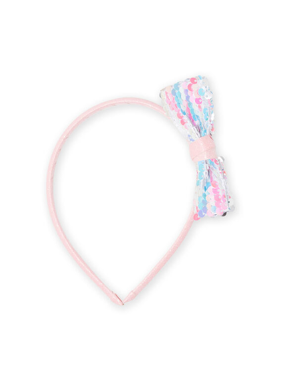 Serre-tête rose clair nud imprimé enfant fille MYANOSER2 / 21WI01T2TET321