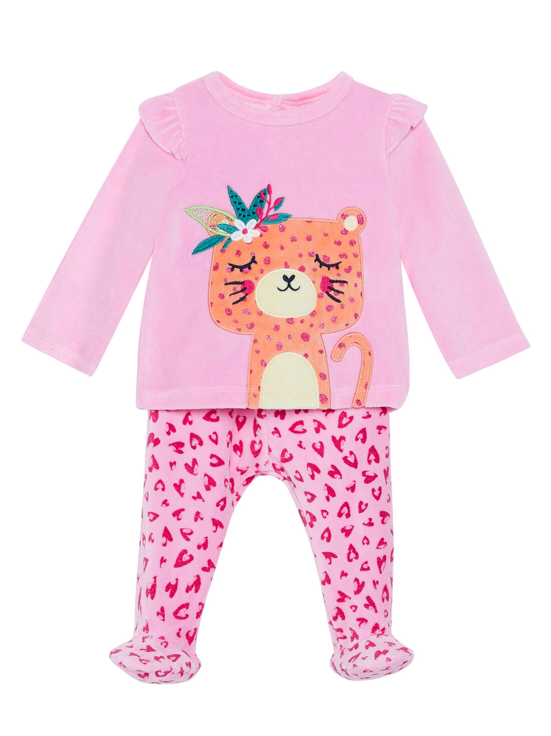 Pyjama b b fille en velours rose