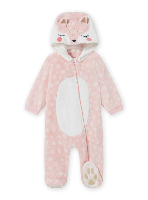 Surpyjama rose à capuche motif renard bébé fille