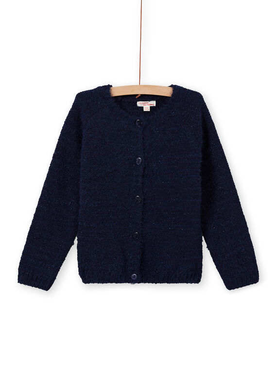 Cardigan chenille bleu nuit enfant fille MAYJOCAR1 / 21W90118CARC205