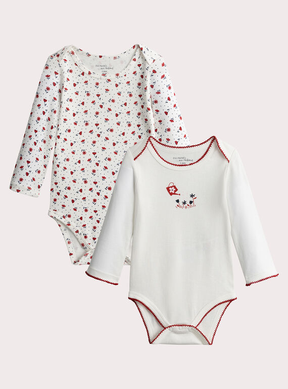 Lot de 2 body manches longues à imprimé petites fleurs pour bébé fille VEFIBODFLE / 24WH1382BDL001