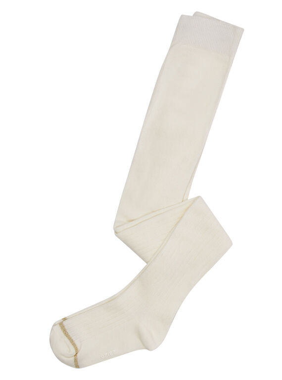Collant en coton à côtes fille écru JYAESCOL3 / 20SI0161COL001
