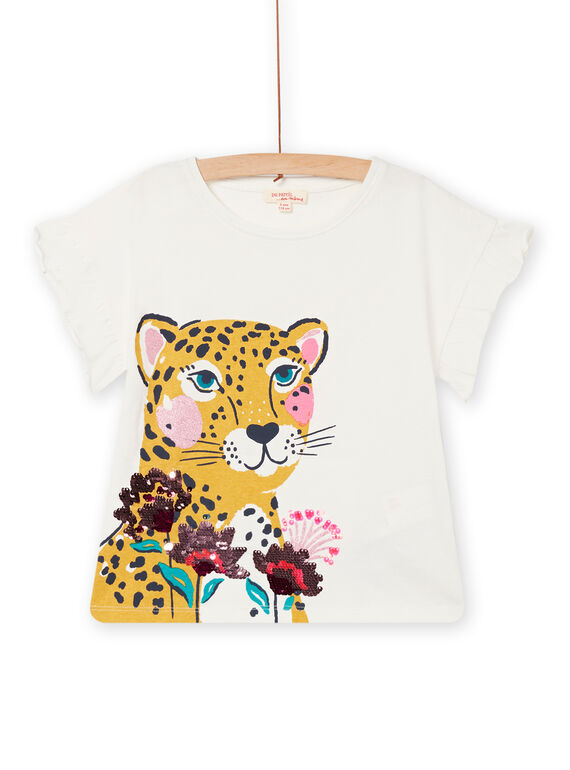 T-shirt écru à sequins réversibles enfant fille NAGATI1 / 22S901O2TMC001