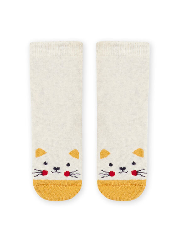 Chaussettes beige chiné motif chat bébé fille MYIJOSOQB2 / 21WI0916SOQA011