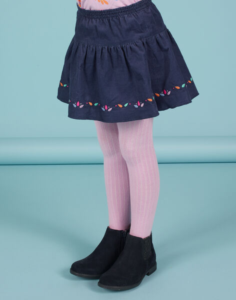 Jupe réversible bleu nuit imprimé fleuri enfant fille MAPLAJUP1 / 21W901O1JUPC202