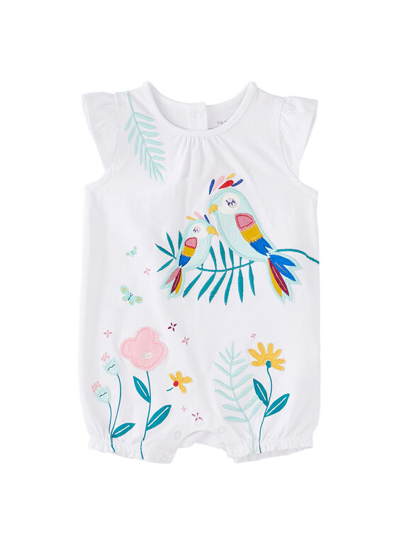 Grenouillère bébé fille courte blanche JEFIGREMAM / 20SH13U5GRE000