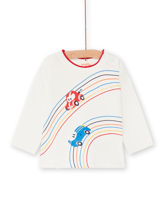 T-shirt écru motif voitures bébé garçon LUHATEE1 / 21SG10X2TML001