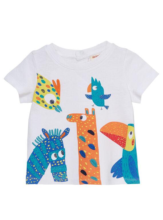 T-shirt manches courtes blanc motifs animaux fantaisie bébé garçon JUMARTI1 / 20SG10P2TMC000