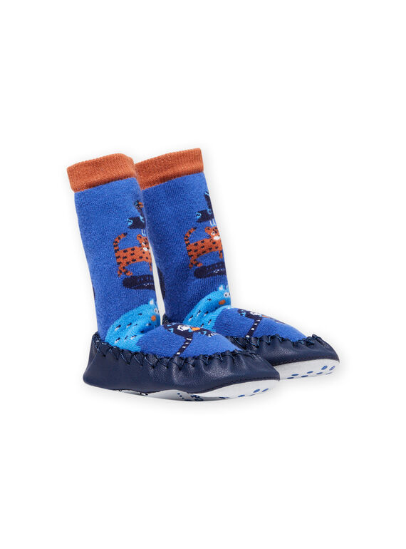 Pantoufles hautes bleues motif animaux bébé garçon MUCHO7ANIM / 21XK3821D08C201