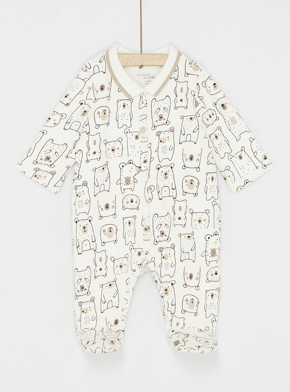 Grenouillère blanc cassé imprimé ourson pour garçon  SOU1GRE2 / 23WF0411GREA001