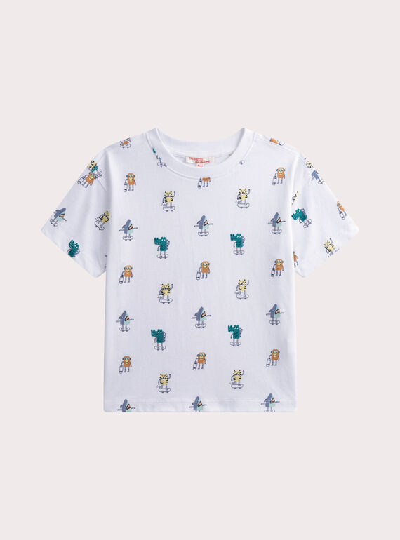 T-shirt manches courtes blanc imprimé animaux  WOJOTIAOP3 / 25S902M1TMC000