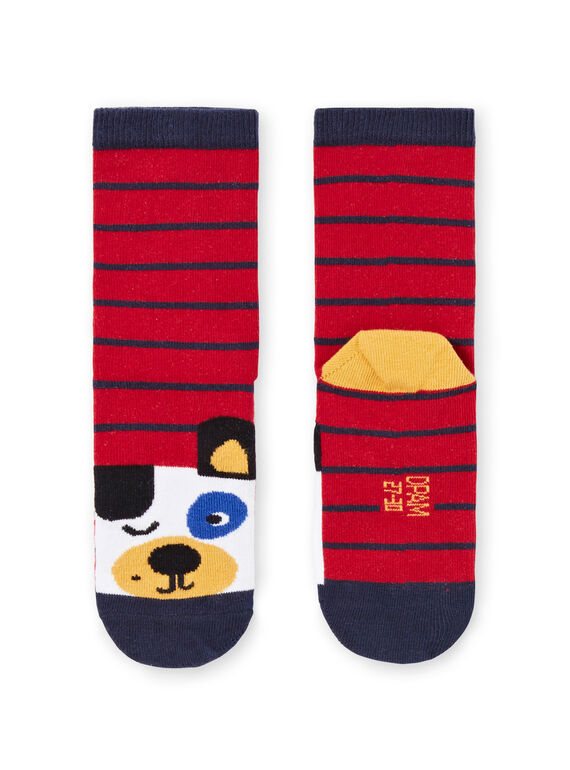 Chaussettes à rayures et motifs chiens enfant garçon MYOMIXCHO / 21WI02J1SOQ505