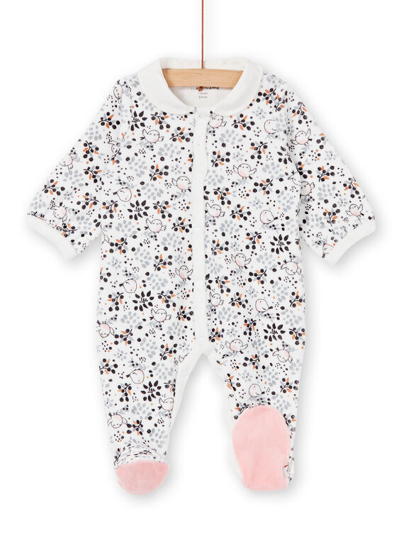 Grenouillère fille en velours fleuris KOU2GRE2 / 20WF7723GRE001