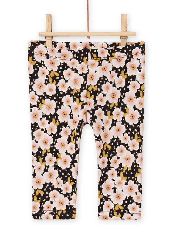 Pantalon doublé gris imprimé fleuri bébé fille MIHIPAN2 / 21WG09U1PANJ905