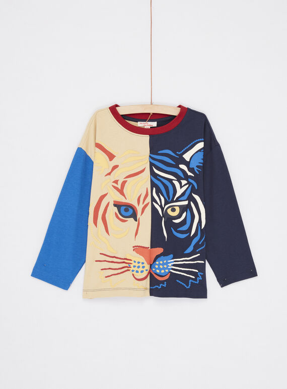 T-shirt colorblock multicolore à motif tête de tigre garçon SOFORTEE3 / 23W902K1TMLA002